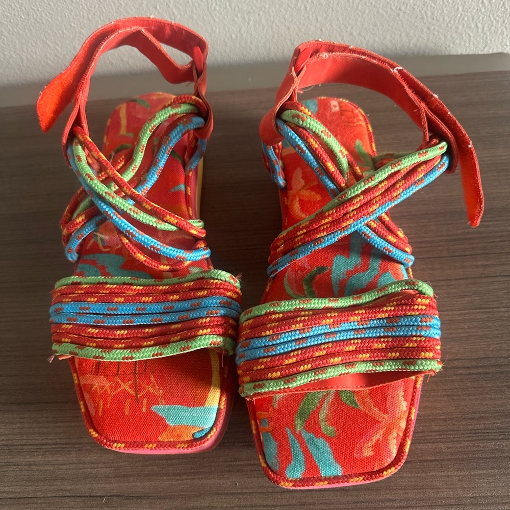 FARM Rio Vibrant Red and Blue Sandals